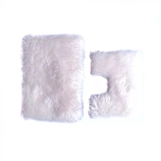 Bath Mat White Fluffy Set Bathroom Accessory Dolls House Miniature 1:12th Scale