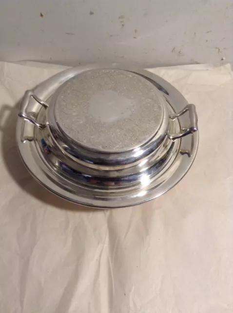 Vintage Academy Silver On Copper 9 3/4" Round Covered Serving Dish 103 NICE