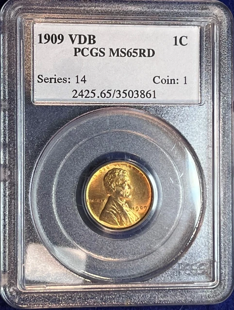 1909 VDB Lincoln Cent PCGS MS 65 RED! Blazing RED GEM BU