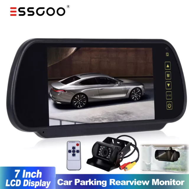 7" TFT LCD Rear View Mirror Monitor Screen 10M Reverse Camera Kit For Truck VAN