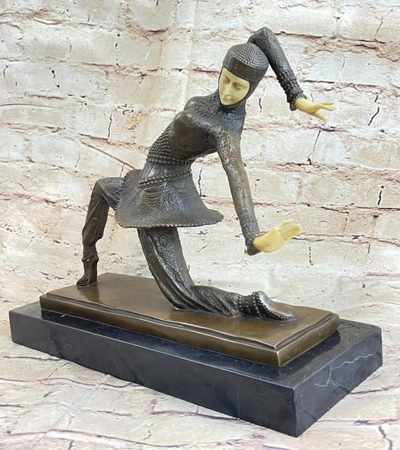 Grande Bailarina Art Déco Bronce Escultura Mármol Base Figura Nr Regalo Arte