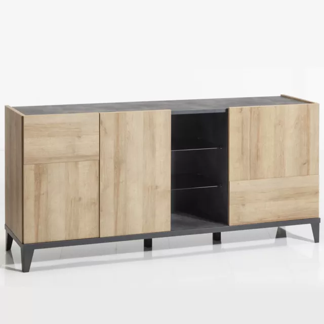 Mobile Madia Credenza Contromobile 3 Ante 180 Cm Moderno Bloom Rovere Antracite