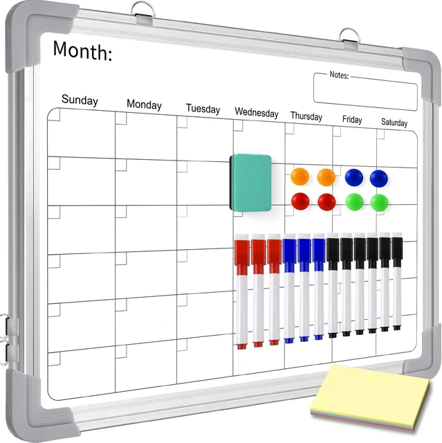 SMALL MONTHLY CALENDAR Dry Erase Whiteboard Set for Wall, 16" X 12