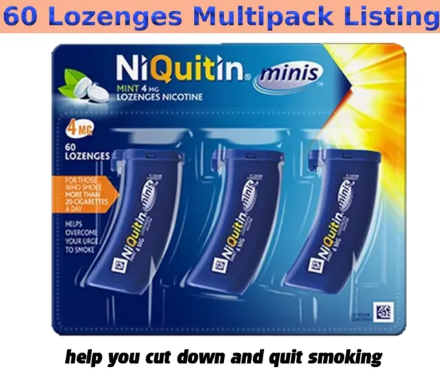 NiQuitin minis Lozenges 4mg Mint of 60 BuY More 1 2 3 6 12 18 24 (Exp 05-2024)