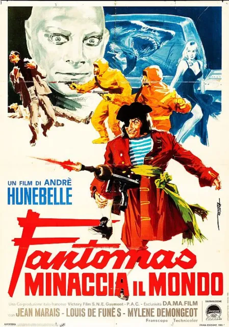 Affiche / Poster Italia "Fantomas se déchaine" Louis de Funes / Jean Marais