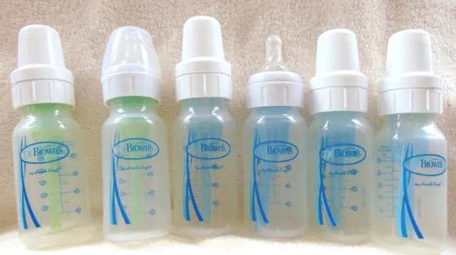 6 Dr. Brown's Natural Flow Anti-Colic Baby Bottles BPA Free Polyproylene 4 oz
