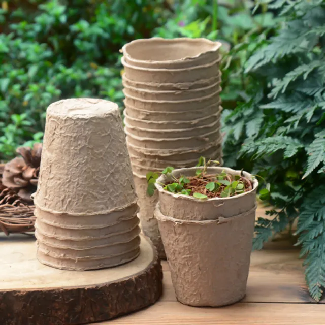 25pcs Round Fibre Pots Biodegradable Grow Plant Seed Seedling Propagation-// 2