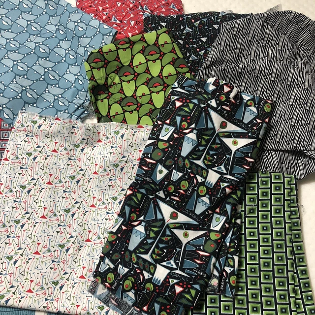 Lot 8 Yards Quilting fabric mixed 14 Pieces cotton Amy Reber Designs Martini