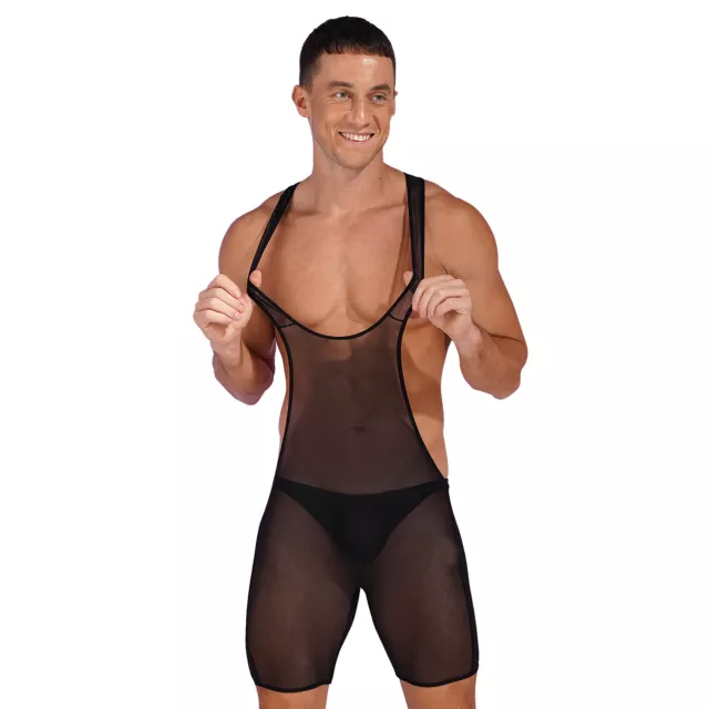 Mens Leotard Bodysuit Jumpsuit One Piece Wrestling Singlet Bodysuit  Underwear