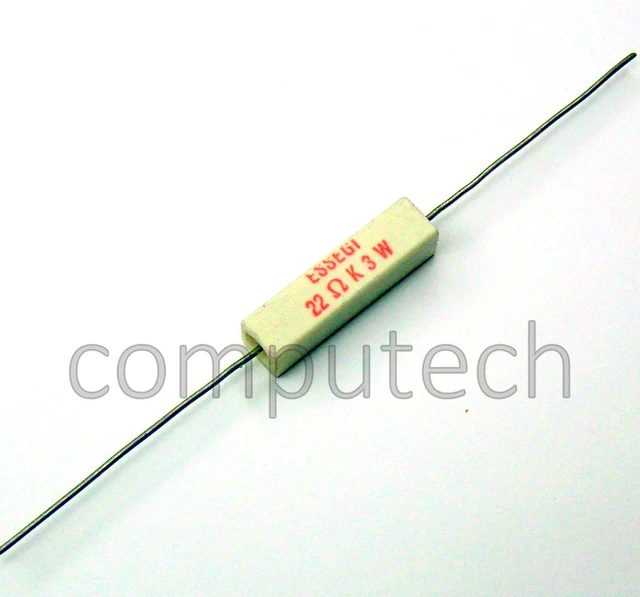 2 pezzi Resistenza 22 Ohm 22R 3W 10% ceramica filo avvolto di ESSEGI 6,5 x 25mm