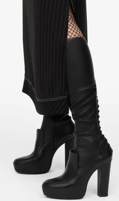 ZARA STUDIO BLACK Leather Platform High Heel Boots, Size 6-BNIB, RP £ ...