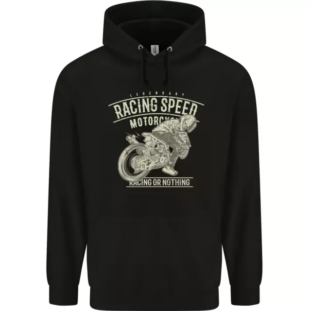 Motorcycle Racing Biker Skull Motorbike Mens 80% Cotton Hoodie