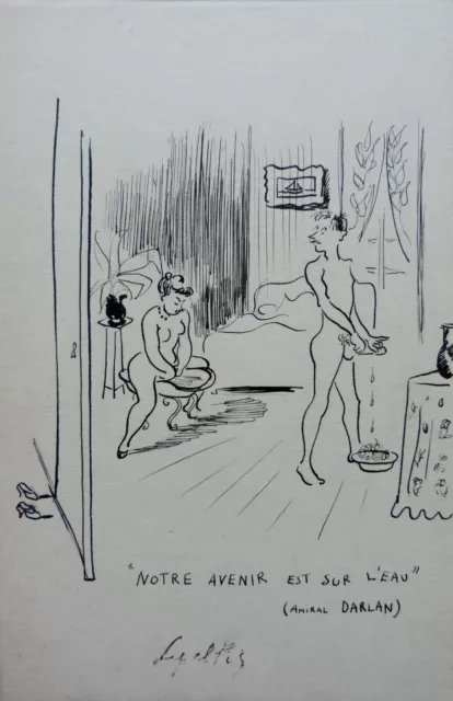 Robert Lepeltier (1913-1996) Rare Scene Erotique Le Couple Apres L'amour (110)