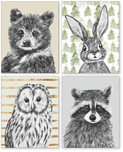 Woodland Nursery Wall Decor, Boys Teddy Bear Room Girls Bedroom, Forest