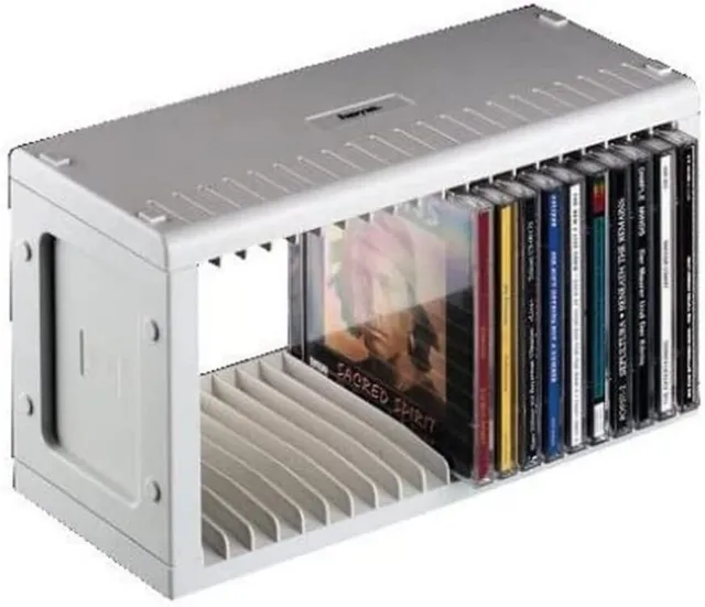 CD Rack Organiser for 20 CDs Cases PLASTIC Storage Horizontal Vertical Black UK.