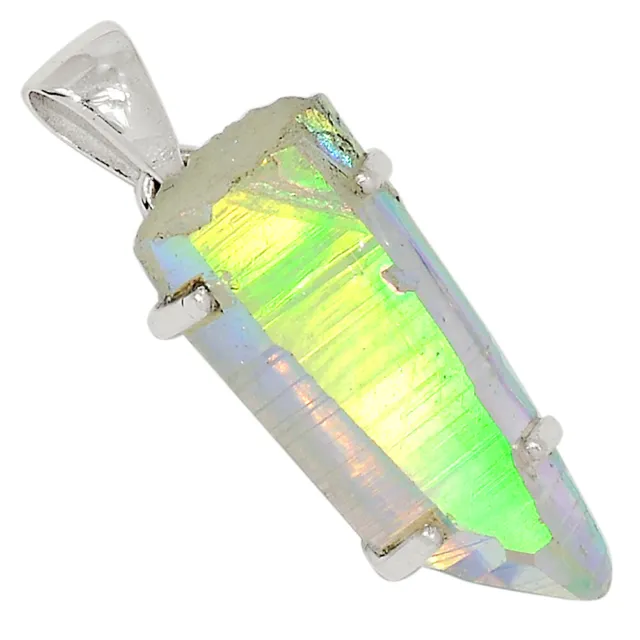 Treated Angel Aura Quartz 925 Sterling Silver Pendant Jewelry ALLP-24194