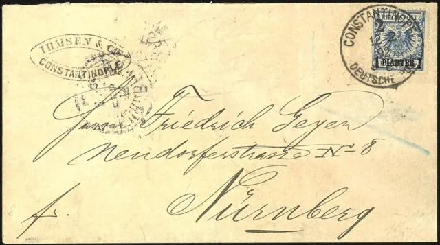 31468) Deutsche Post in der Türkei MiNr. 8b Einzelfrankatur Mi./Arge 120.-