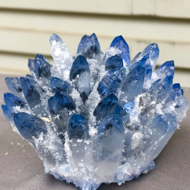 366g  New Find blue Phantom Quartz Crystal Cluster Mineral Specimen Healing 5