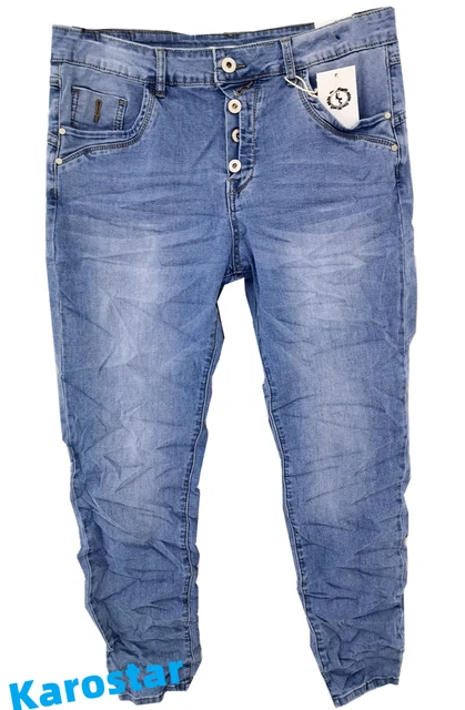 KAROSTAR Damen Jeans Hose Baggy Denim stretch Jeans Blau 38 40 42 44 46 48 NEU