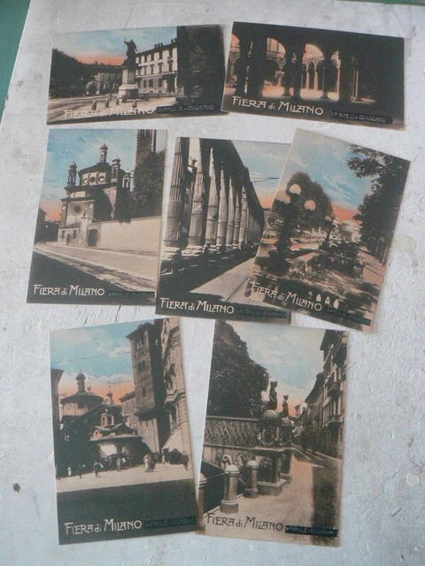 Set 8 cartoline commemorative Fiera di Milano anni '30