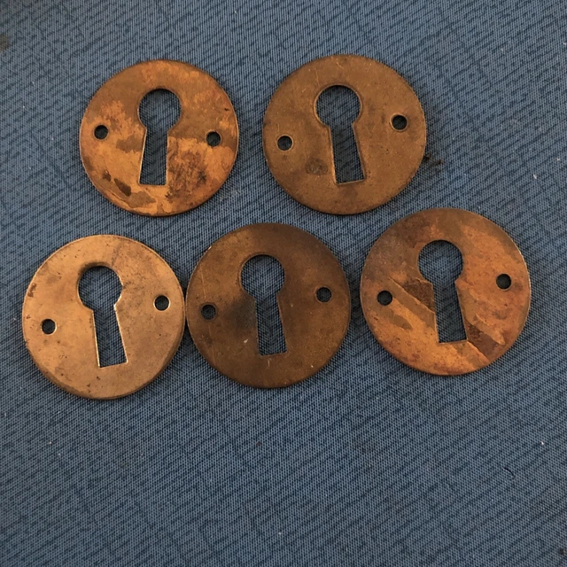 Antique Brass Keyhole Covers trim c1900s Lot of 5