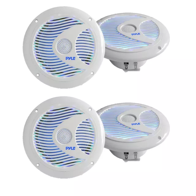 4 X  6.5'' Inch 150 Watts Marine Boat Stereo Speakers W/Multi-Color LED Ligth