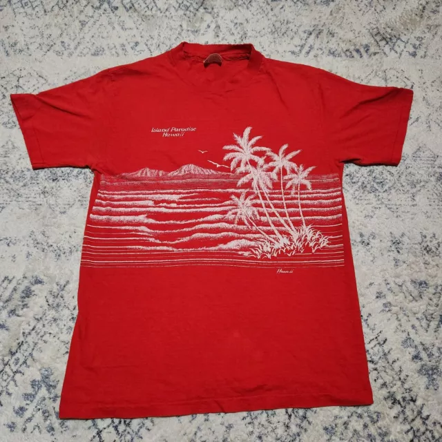 Vintage 80s Single Stitch Distressed Island Paradise Hawaii Tshirt Size Medium