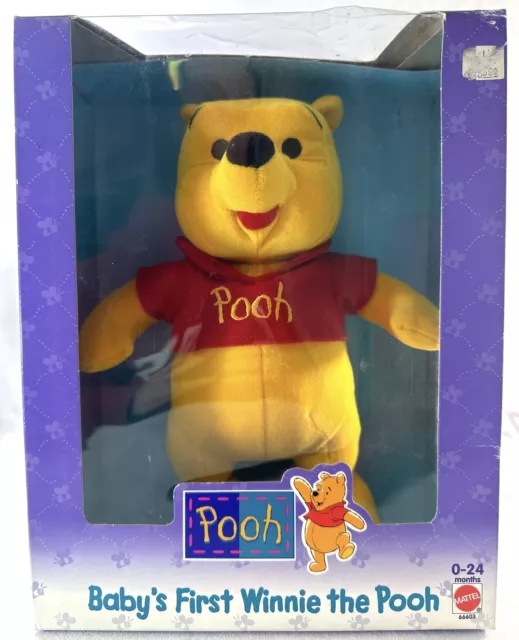 NIB Vintage Disney Mattel 1990s Baby's First Winnie The Pooh 11" Plush 66603