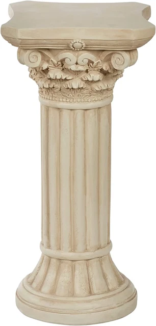 Corinthian Column Pedestal - Ivory Wash - Roman Style - Indoor/Outdoor Display -