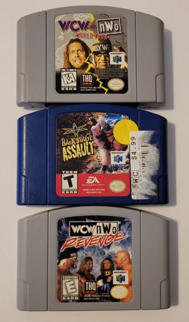WCW/NWO 3 Game Lot! Revenge, World Tour & Backstage Assault! 1998 Nintendo 64