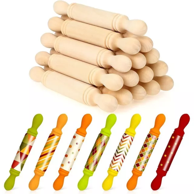 10PCS Wooden Mini Rolling Pin Children Kitchen Baking Small Rolling Pin