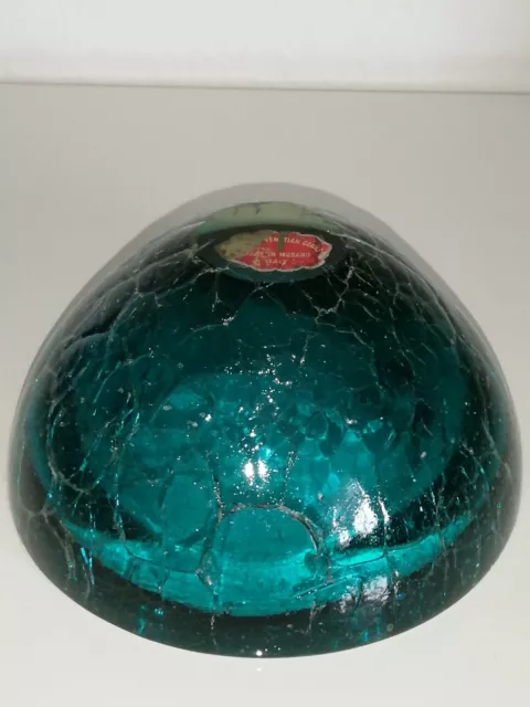 Muranoglas Murano Schale bowl Vase Seguso 50er 60er 70er Label Geode Eisglas