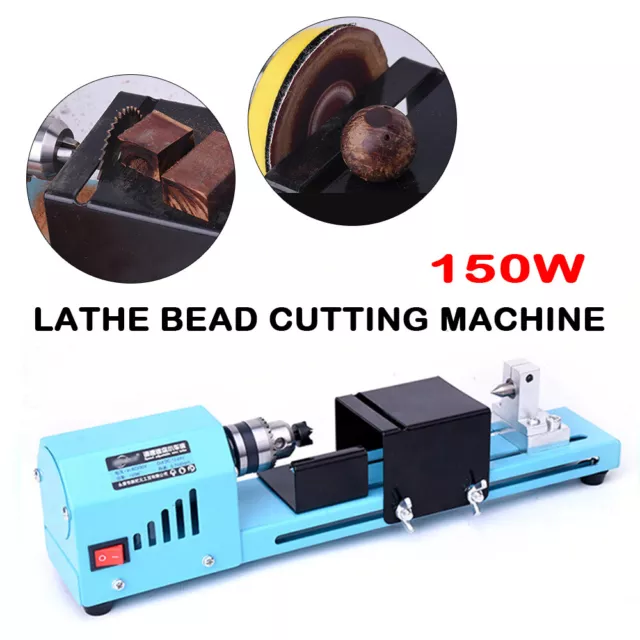 Small Aluminum Alloy Lathe Polishing Machine Blue Adjustable Speed 150W 110V New