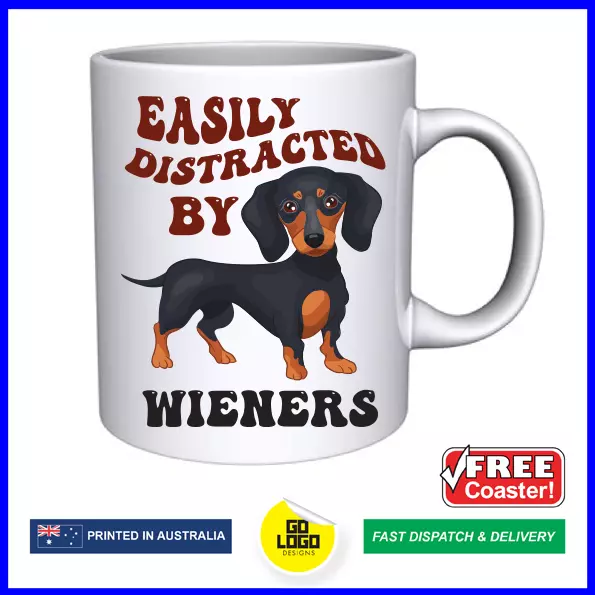 Funny Coffee Mug WIENER DACHSHUND Joke Mum Dad Puppy Tea Cup Sausage Dog Gift