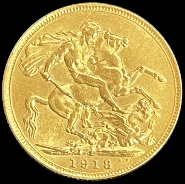 1918 I Gold India I Sovereign King George V Coin Condition Au / Unc