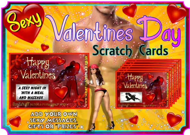 Valentines Gift Scratch Cards for Him & Her  Boyfriend Girlfriend Husband Wife