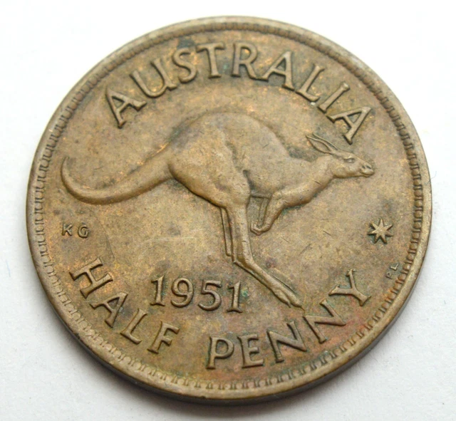 Australia Half Penny 1951 Old Coin
