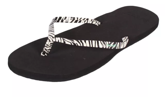 Womens Size 9 Reef Fashion Uptown Girl Zebra Black White Thong Sandals New