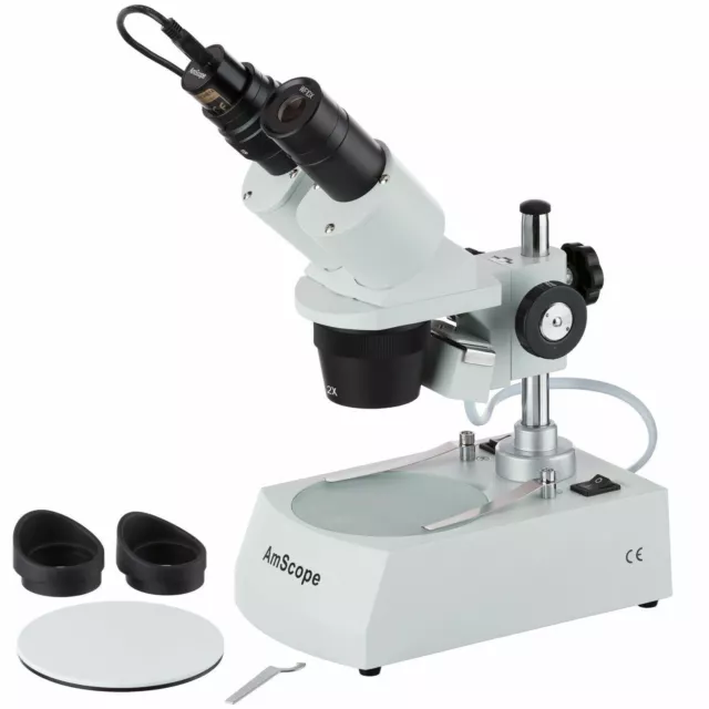 Amscope 20X-40X Stéréo Double Lumière Inspection Microscope + Caméra USB
