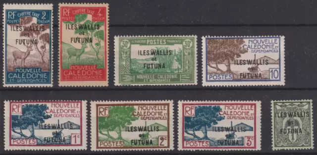 French colonies stamps collection of 8 new ** Isole Wallis e Futuna soprastampa