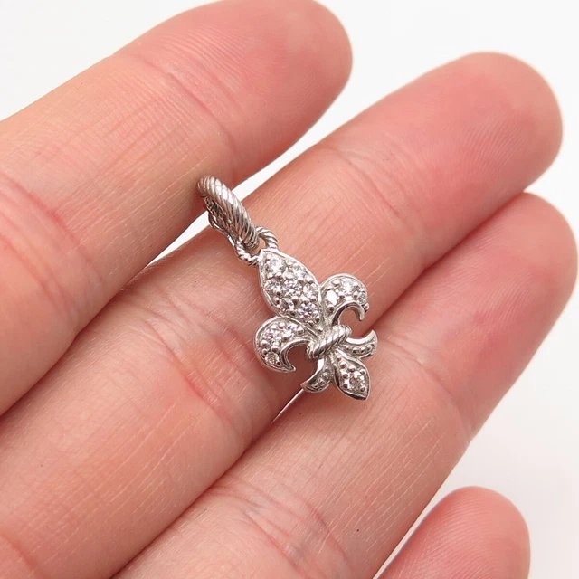 Judith Ripka 925 Sterling Silver C Z Fleur de Lis Charm Pendant Judith Ripka 925 Sterling Silver C Z Fleur de Lis Charm Pendant