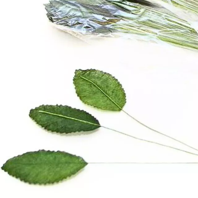 Künstlicher grüner Stoff Rose Blätter auf einem Draht 36 Blätter für Handwerk Zum Selbermachen Dekor 2