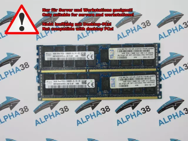 Sk Hynix 32 GB (2x 16GB) DDR3-1333 PC3L-10600R HMT42GR7AFR4A-H9 CL9 ECC Reg RAM