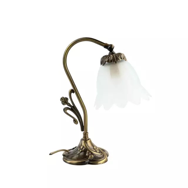 Tischlampe Nachttisch Leuchte aus Messing Bronze Floral Jugendstil Schlafzimmer