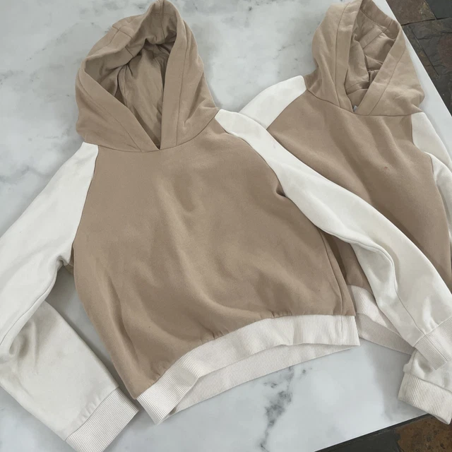 TU Twin Girls Crop Top Pullover Jumper Colour Block Bundle Beige Cream 8 Years