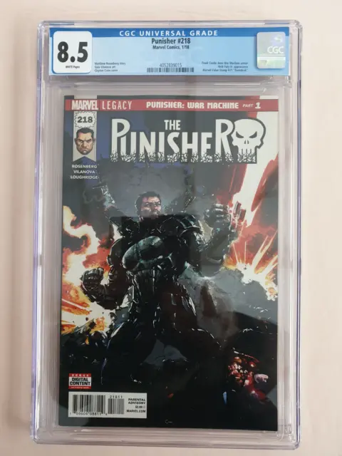 The Punisher 218 CGC 8.5 *Marvel,  War Machine Armor, January 2018, UK Seller*