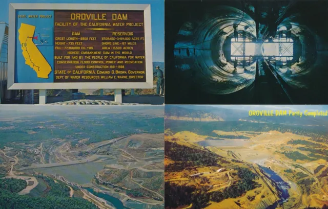 Oroville Dam Under Construction, Butte County, CA. 4 postcards