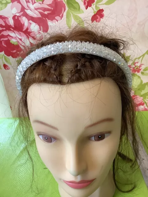 PRETTY BEADED JEWELLED STUNNING AB ALICE HAIR Coronatiom Day HEAD BAND Headband