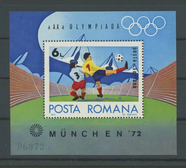 RUMÄNIEN BLOCK 97 OLYMPIA 1972 FUSSBALL postfrisch ** OLYMPICS MUNICH MNH (m1883