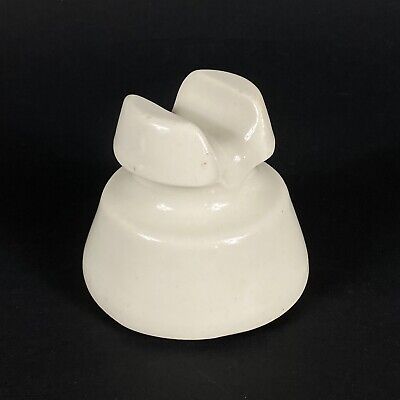 Vtg White Ivory Glazed Porcelain Ceramic Electric Insulator 4"H 4”W
